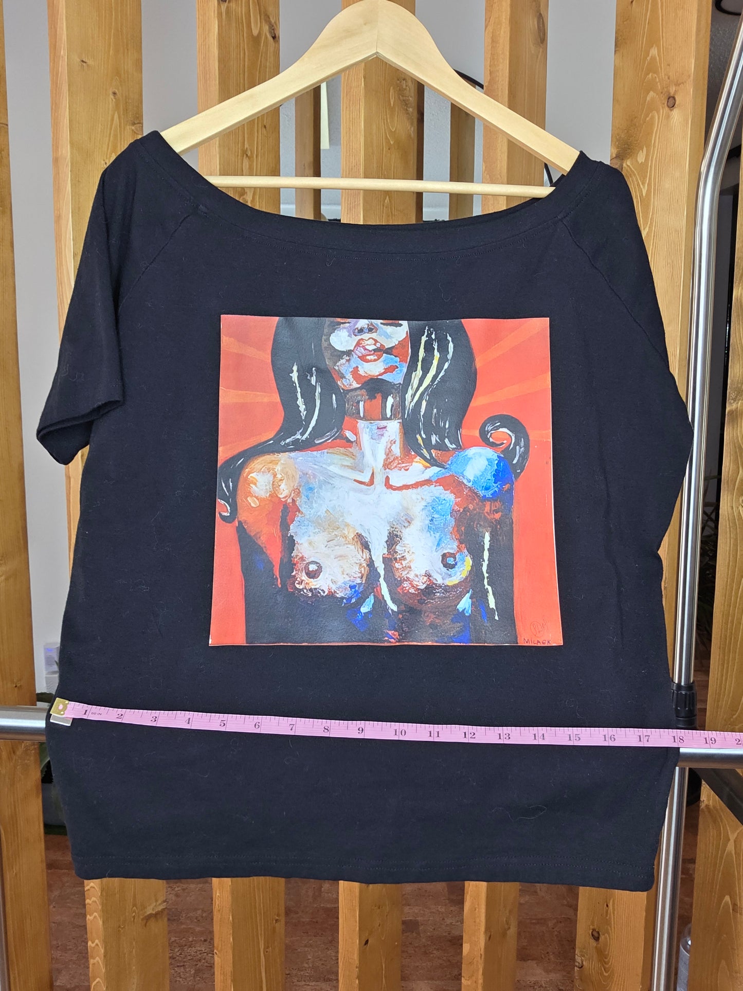 LA PAZ street art collection black woman torso ..off the shoulder neckline
