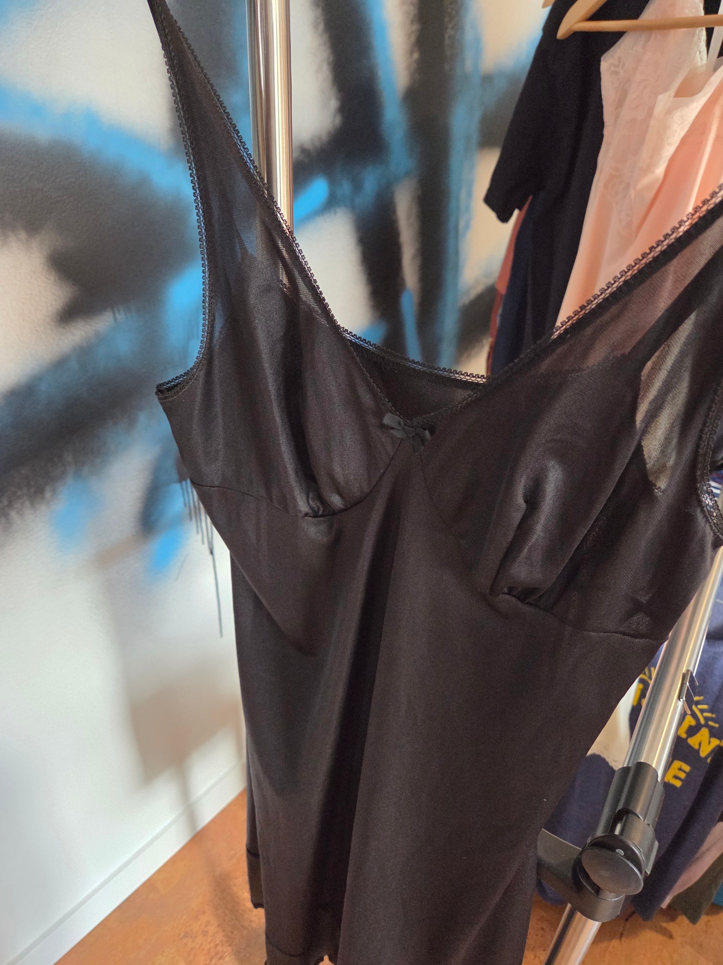 Black vintage knee length slip