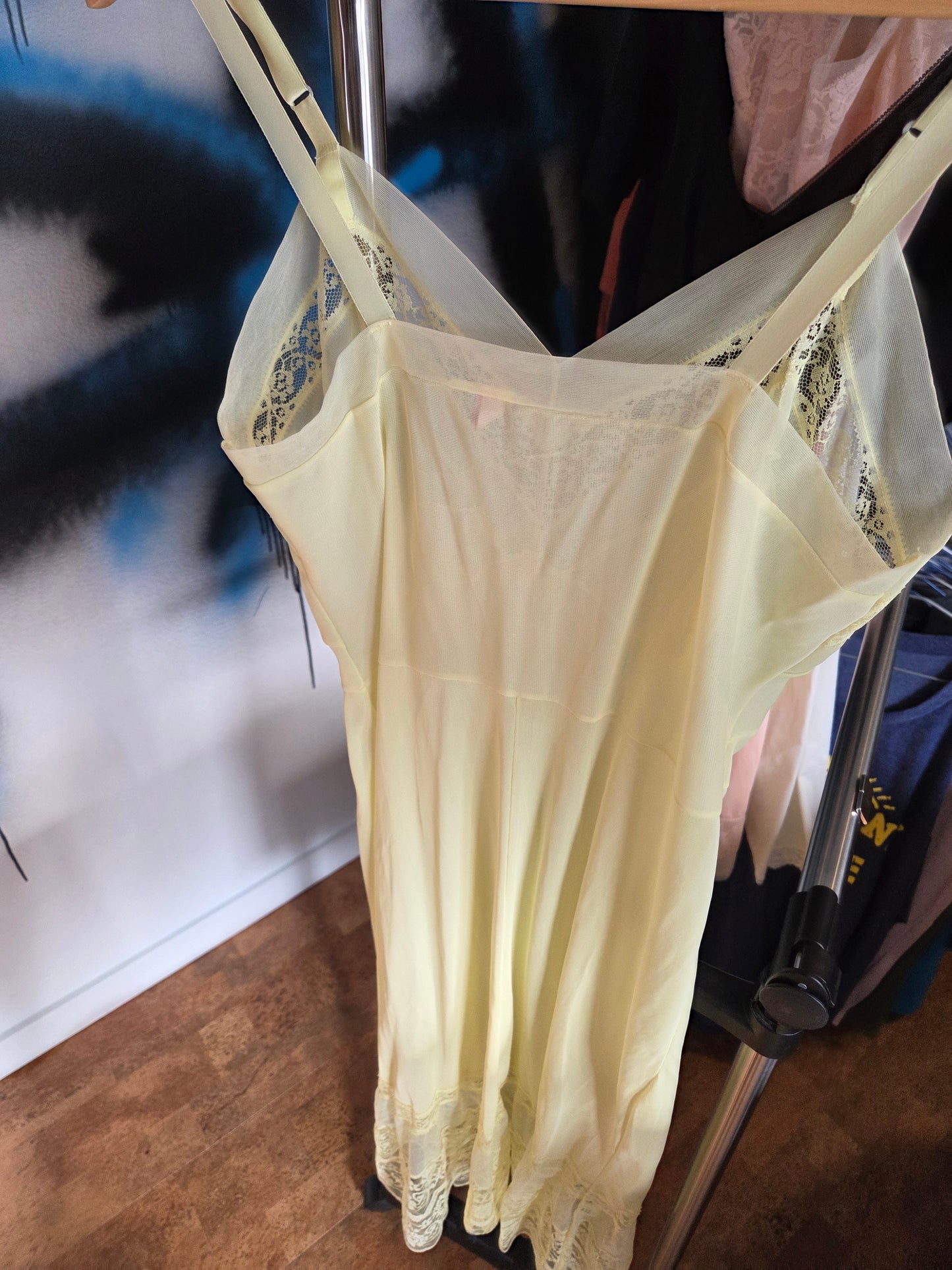 Vintage soft yellow knee length slip