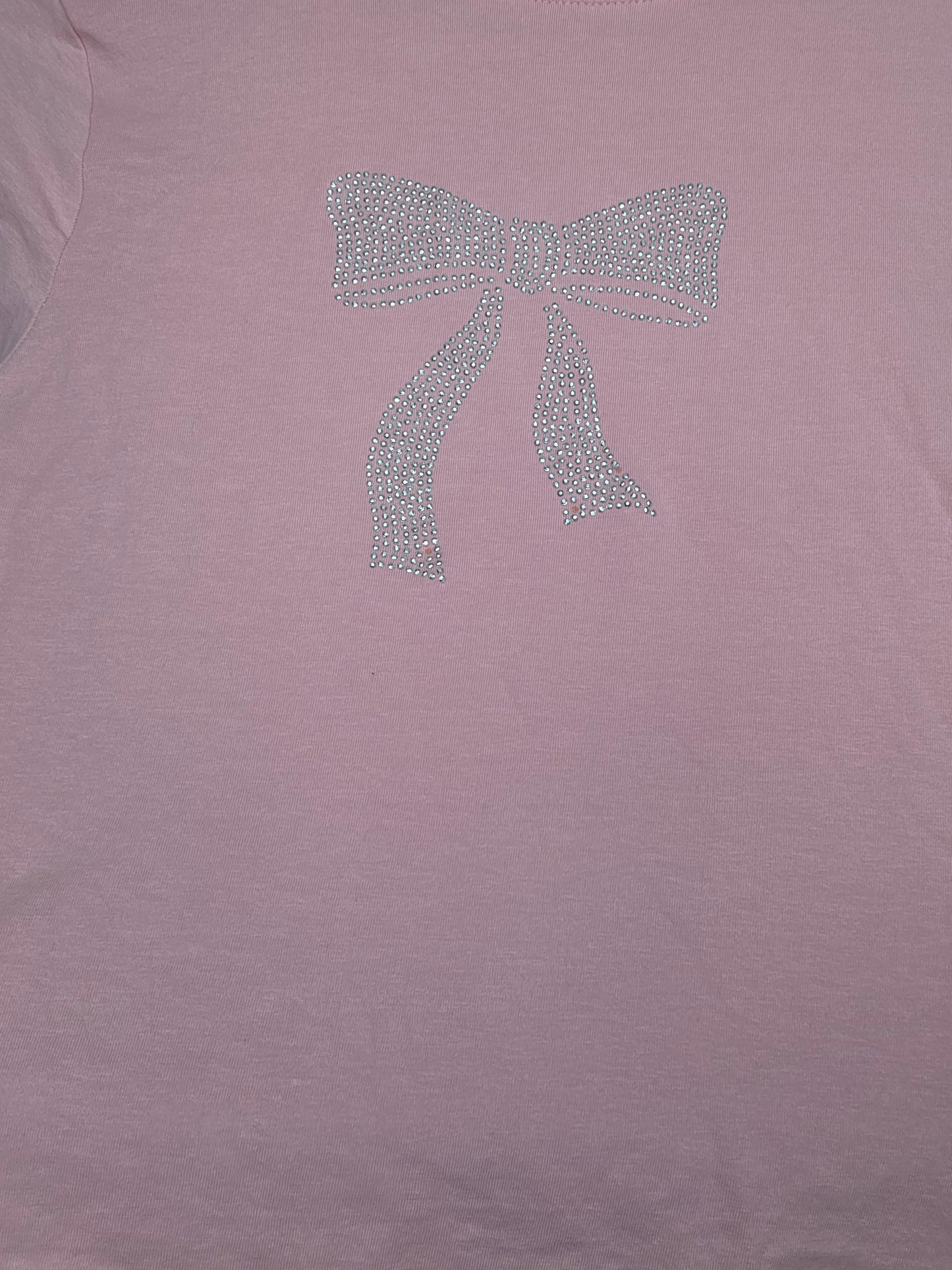 Pink sparkle bow crop T