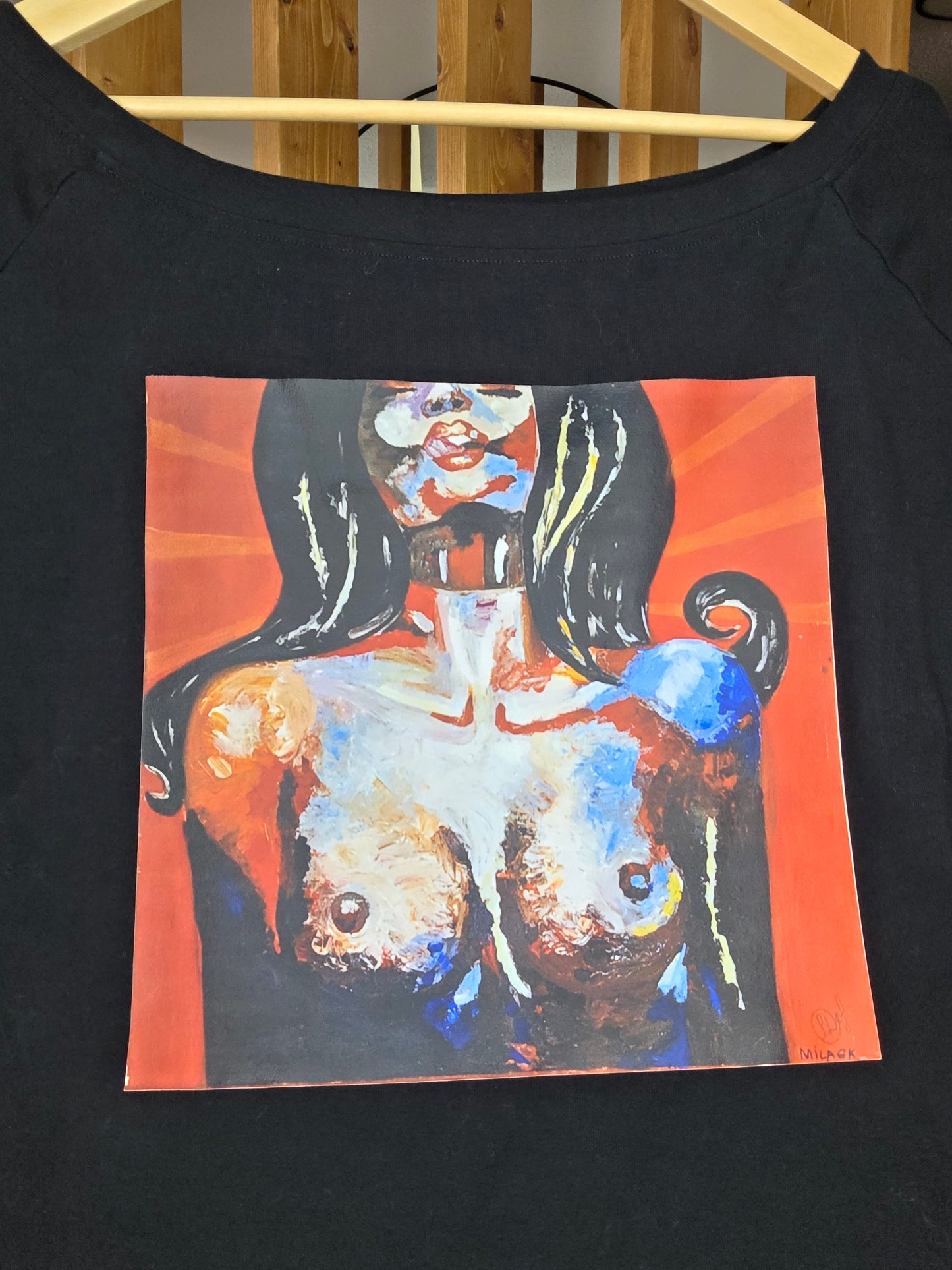 LA PAZ street art collection black woman torso ..off the shoulder neckline