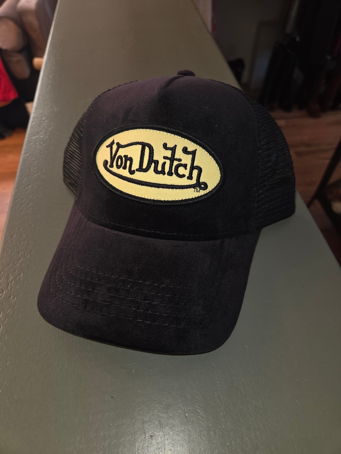 Von Dutch Black Velvet Trucker Hat...