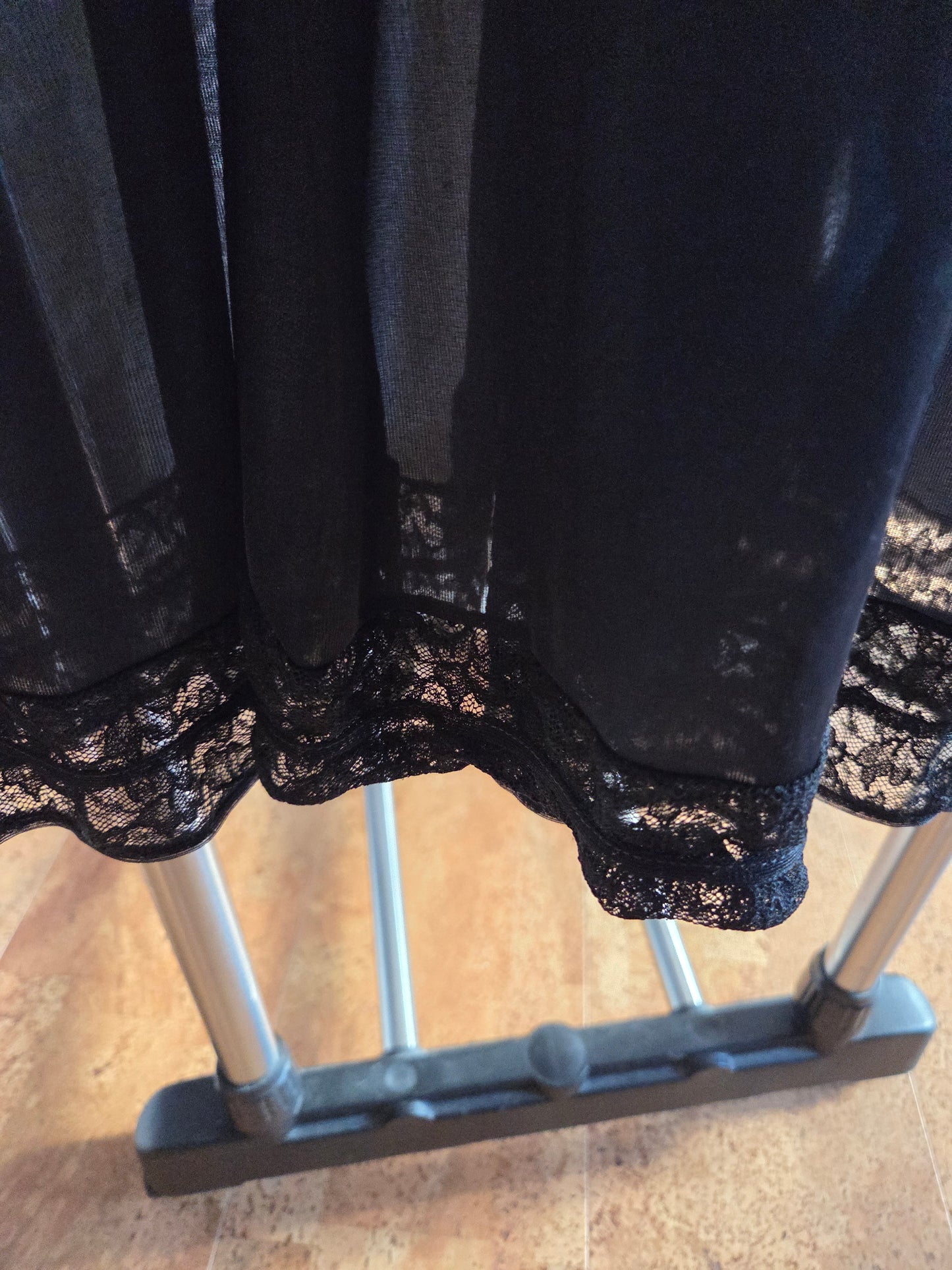 Prova vintage black knee length lace trimmed slip