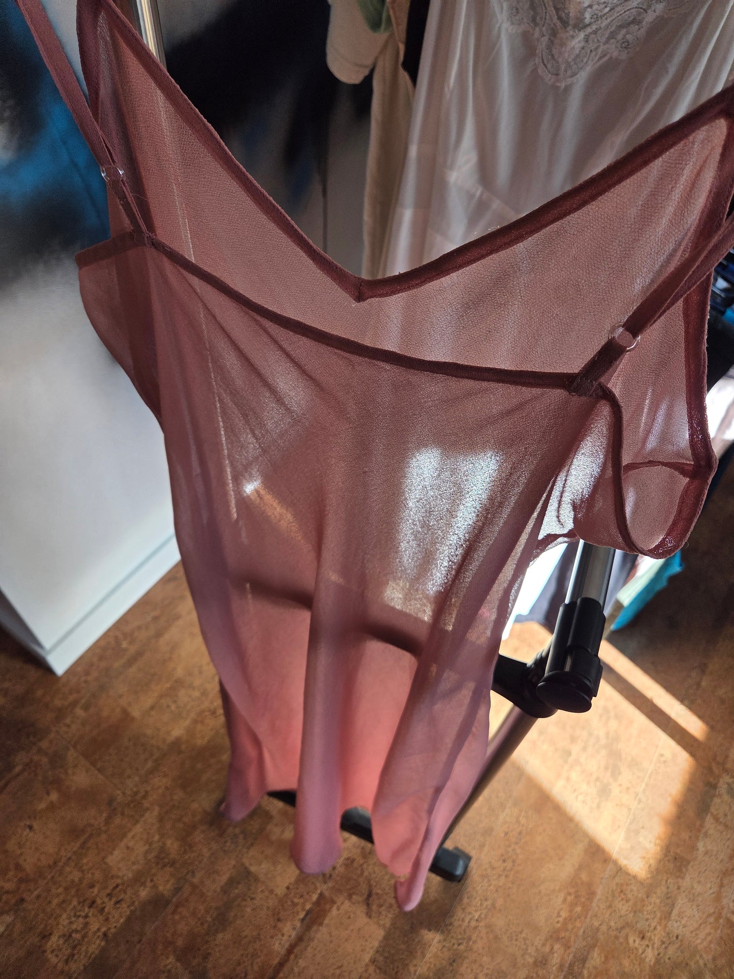 Sheer long slip..rose..M-L