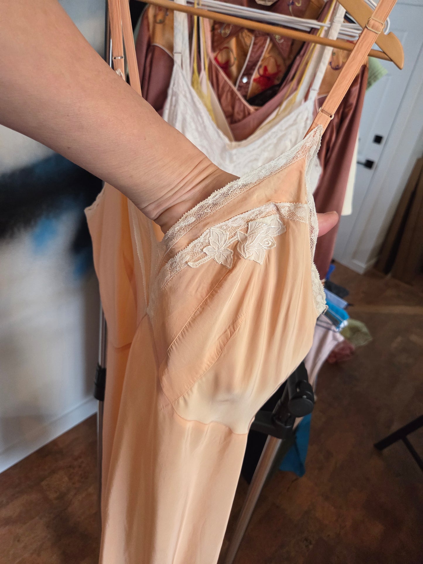 Vintage Artemis knee length peach rayon slip