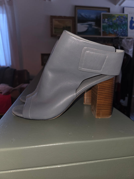 Vince Grey leather block heel