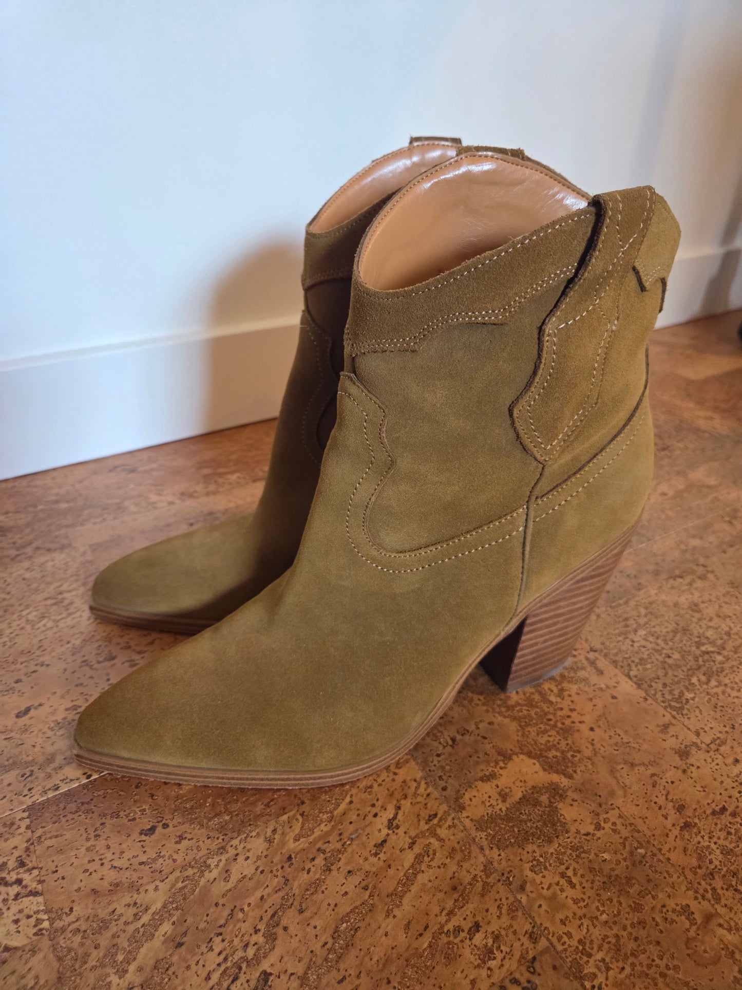Marc Fisher olive short cowboy boot