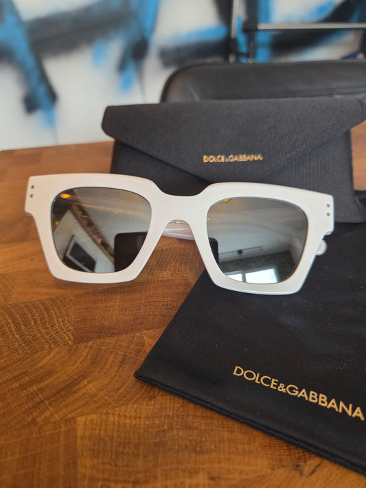 Dolce Gabbana white mirror sunglasses