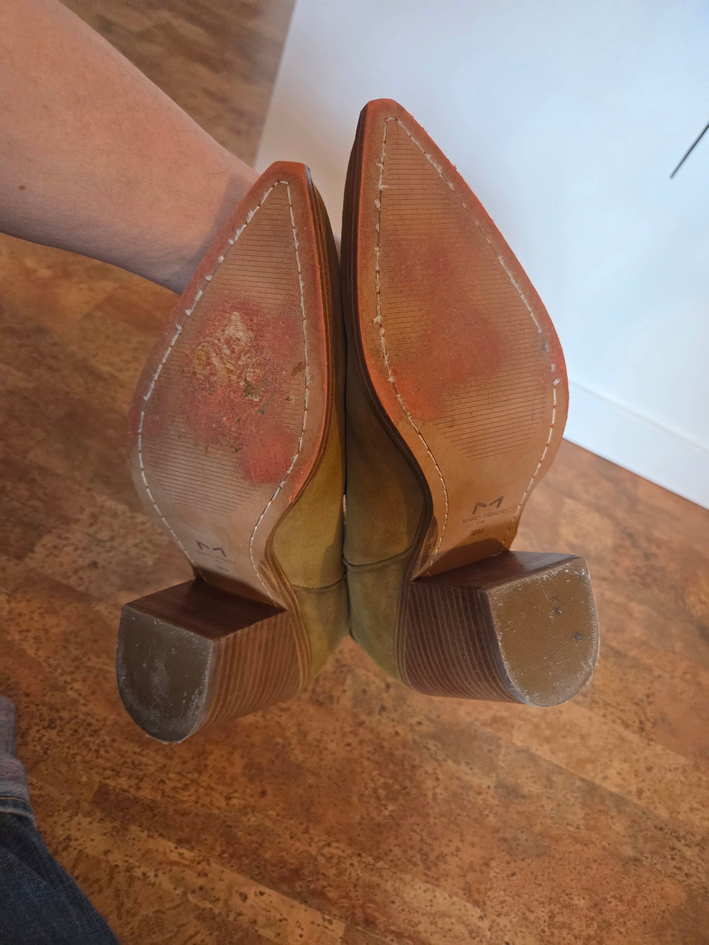Marc Fisher olive short cowboy boot