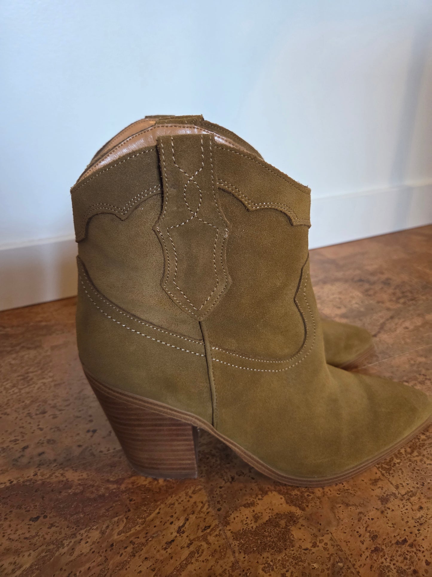 Marc Fisher olive short cowboy boot
