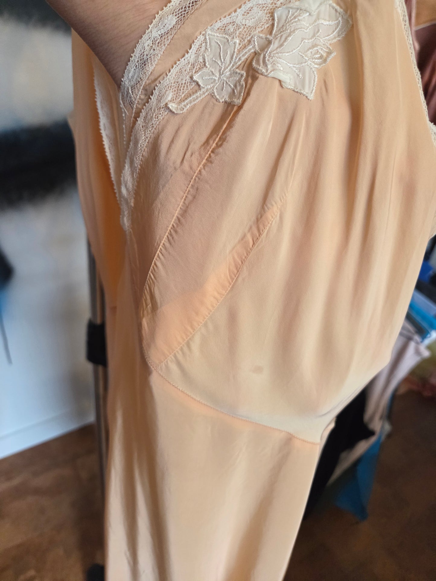 Vintage Artemis knee length peach rayon slip