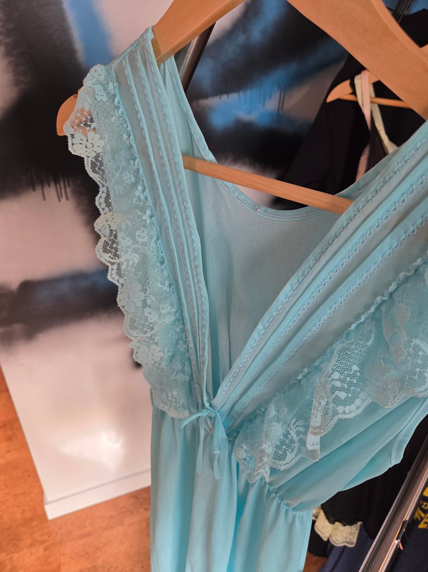 Light blue vintage long nightgown...lace trim