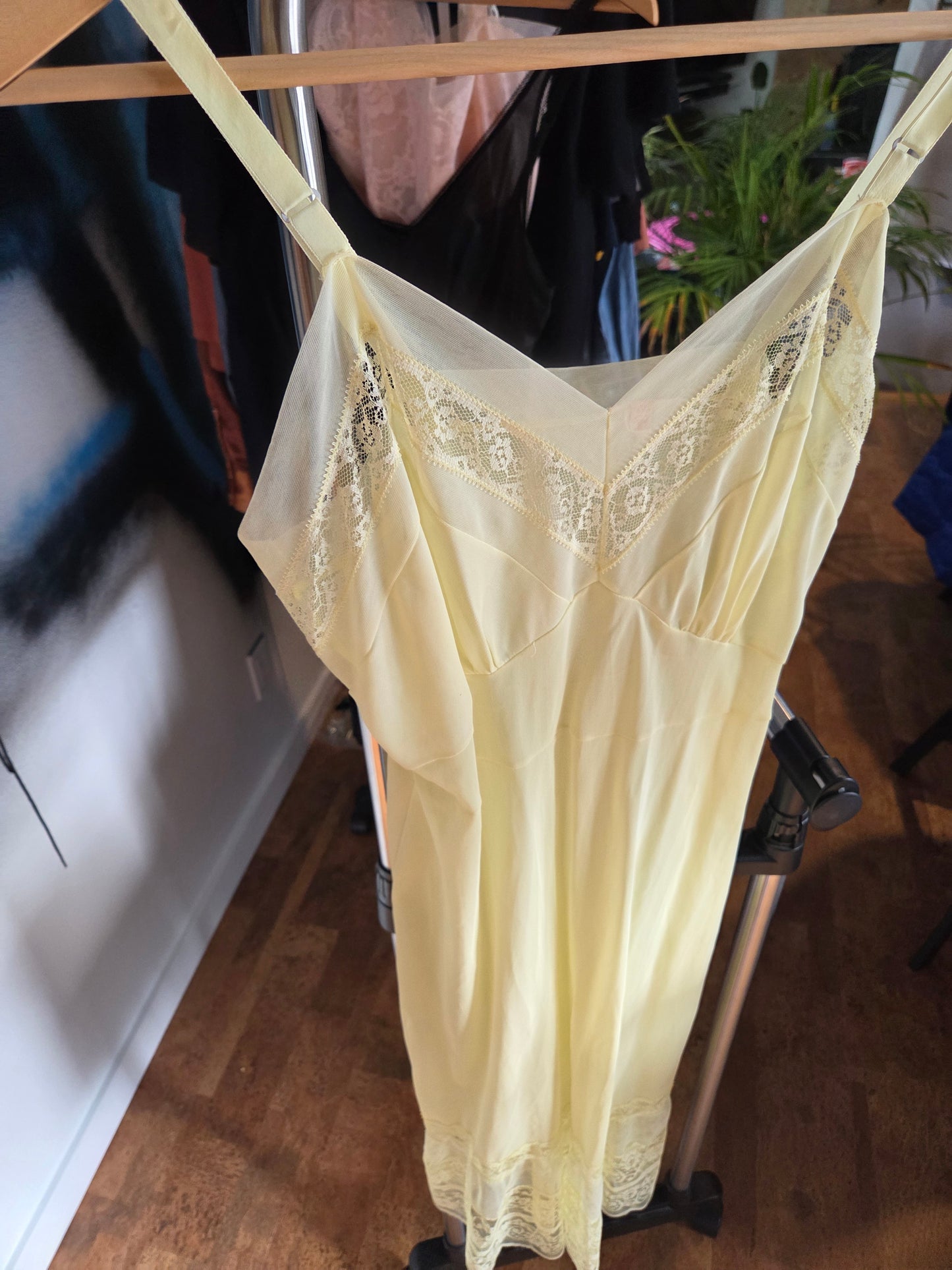 Vintage soft yellow knee length slip