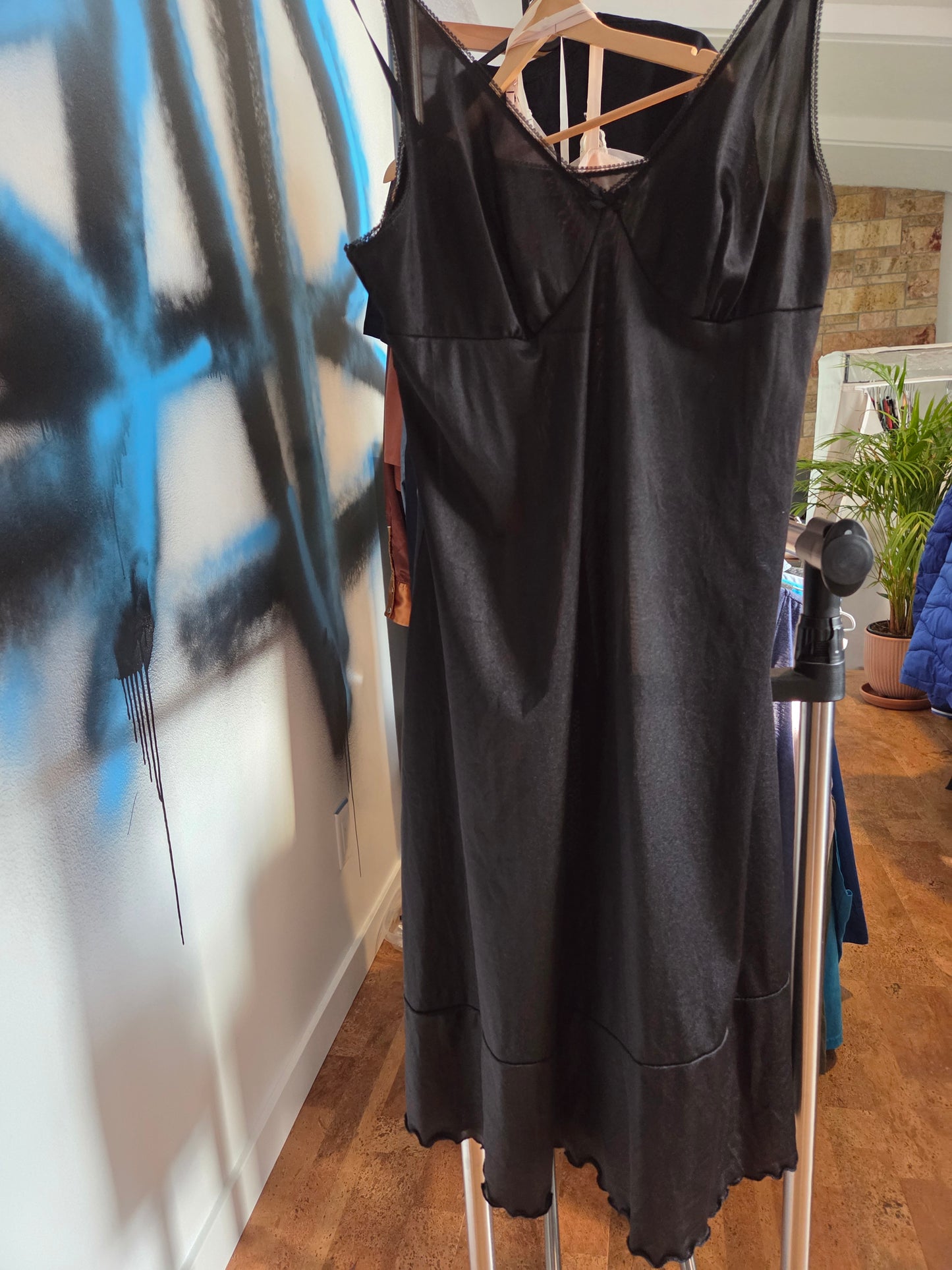 Black vintage knee length slip