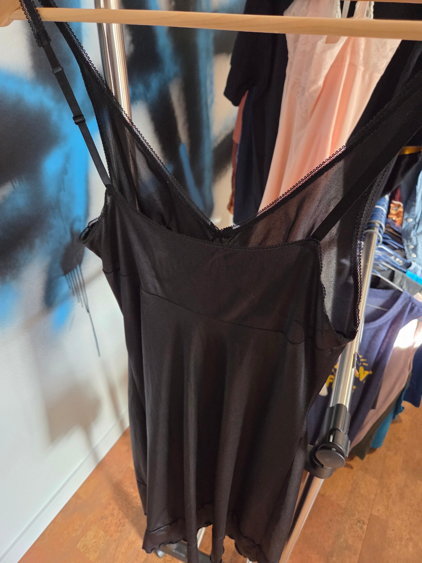 Black vintage knee length slip