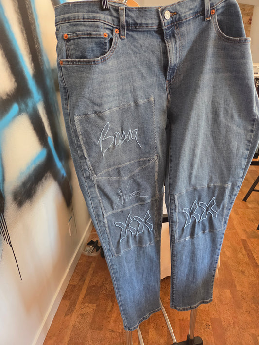 BAB Emp upcycled jean XX knees  Bossa Nova Rt thigh