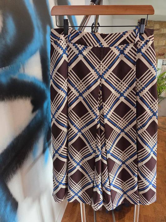 Retro Blue/Crm/Brown plaid colotte skirt...large