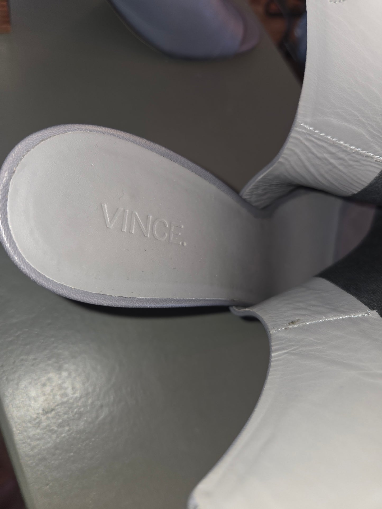 Vince Grey leather block heel