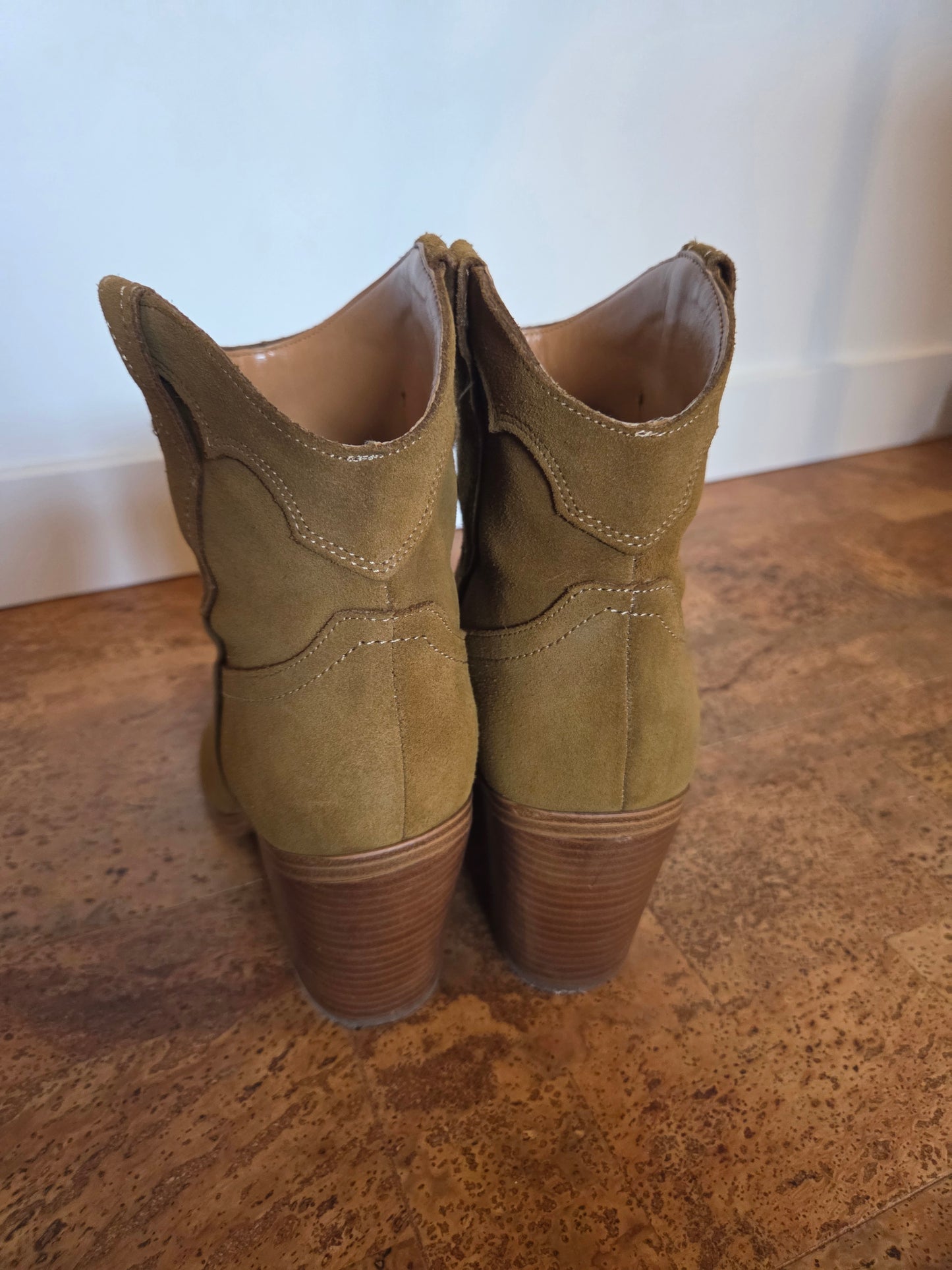 Marc Fisher olive short cowboy boot